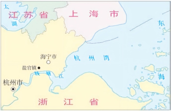 杭州湾及钱塘江入海口示意图